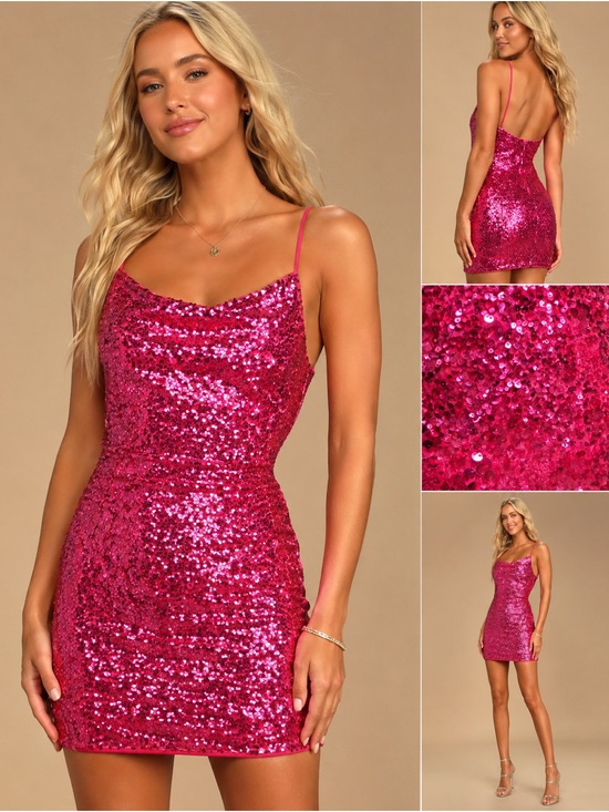 Lulus Dresses & Skirts - Lulus Fuchsia Pink Sequin Mini Dress